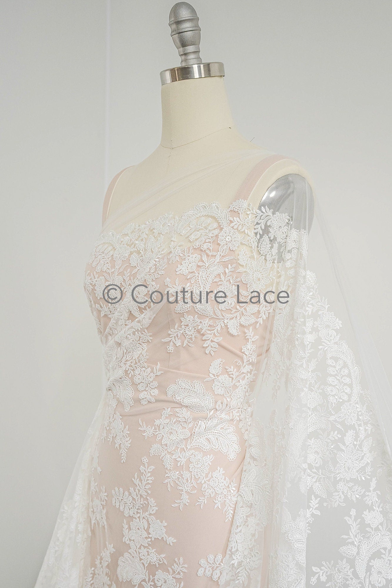 Blumen Braut Spitze Off-White/ Brautspitze mit Blumen/ Blumen Hochzeit Spitze/ Couture Spitze// L23-605