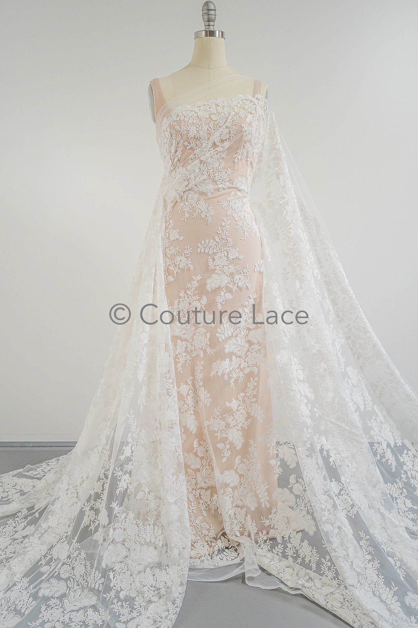 Blumen Braut Spitze Off-White/ Brautspitze mit Blumen/ Blumen Hochzeit Spitze/ Couture Spitze// L23-605