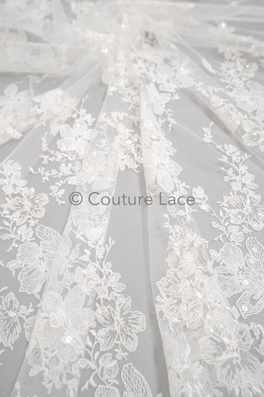 Blumen Braut Spitze Off-White/ Braut Spitze/ Blumen Hochzeit Spitze/ Couture Spitze// L23-606