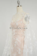 3D Blumen Spitzenstoff Off-White/ Braut Spitzenstoff/ romantischer Blumen Spitzenstoff mit Perlen & Pailletten// L23-607