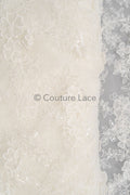 3D Blumen Spitzenstoff Off-White/ Braut Spitzenstoff/ romantischer Blumen Spitzenstoff mit Perlen & Pailletten// L23-607