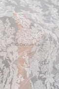 Perlen Spitzenstoff Off-White/ Braut Spitzenstoff/ romantischer Blumen Spitzenstoff mit Pailletten & Perlen/ Hochzeit Spitzenstoff// L23-592
