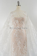 Perlen Spitzenstoff Off-White/ Braut Spitzenstoff/ romantischer Blumen Spitzenstoff mit Pailletten & Perlen/ Hochzeit Spitzenstoff// L23-592