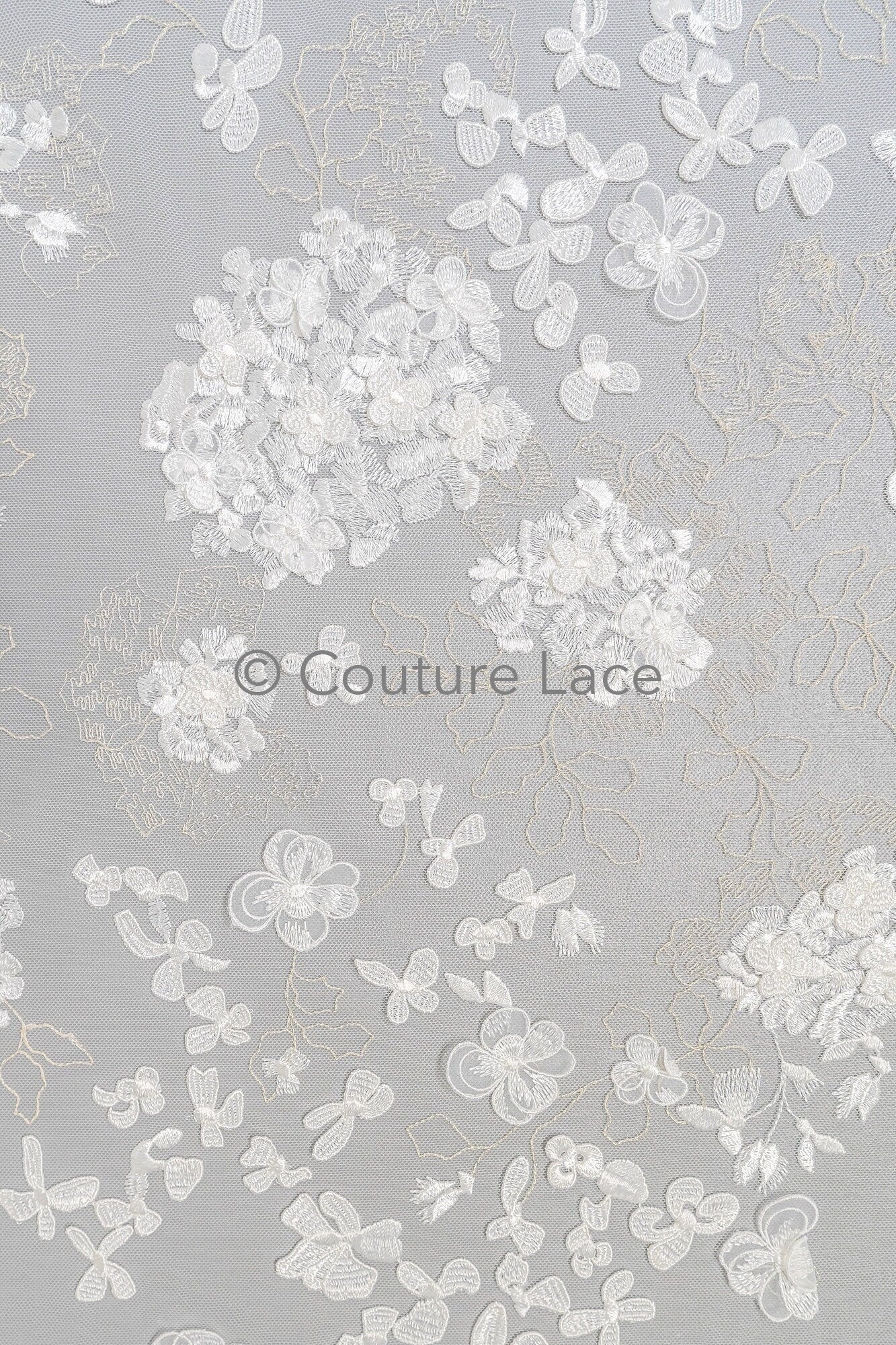 3D flower lace fabric/ bridal lace fabric/ romantic lace fabric with 3D flowers/ wedding lace fabric// L23-603