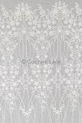 3D Blumen Spitzenstoff Off-White/ Braut Spitzenstoff mit Perlen/ romantischer Spitzenstoff mit 3D Blumen/ Hochzeit Spitzenstoff// L23-595