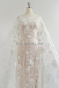 3D Blumen Spitzenstoff/ Braut Spitze Off-White/ romantischer Blumen Spitzenstoff/ Hochzeit Spitzenstoff// L23-608