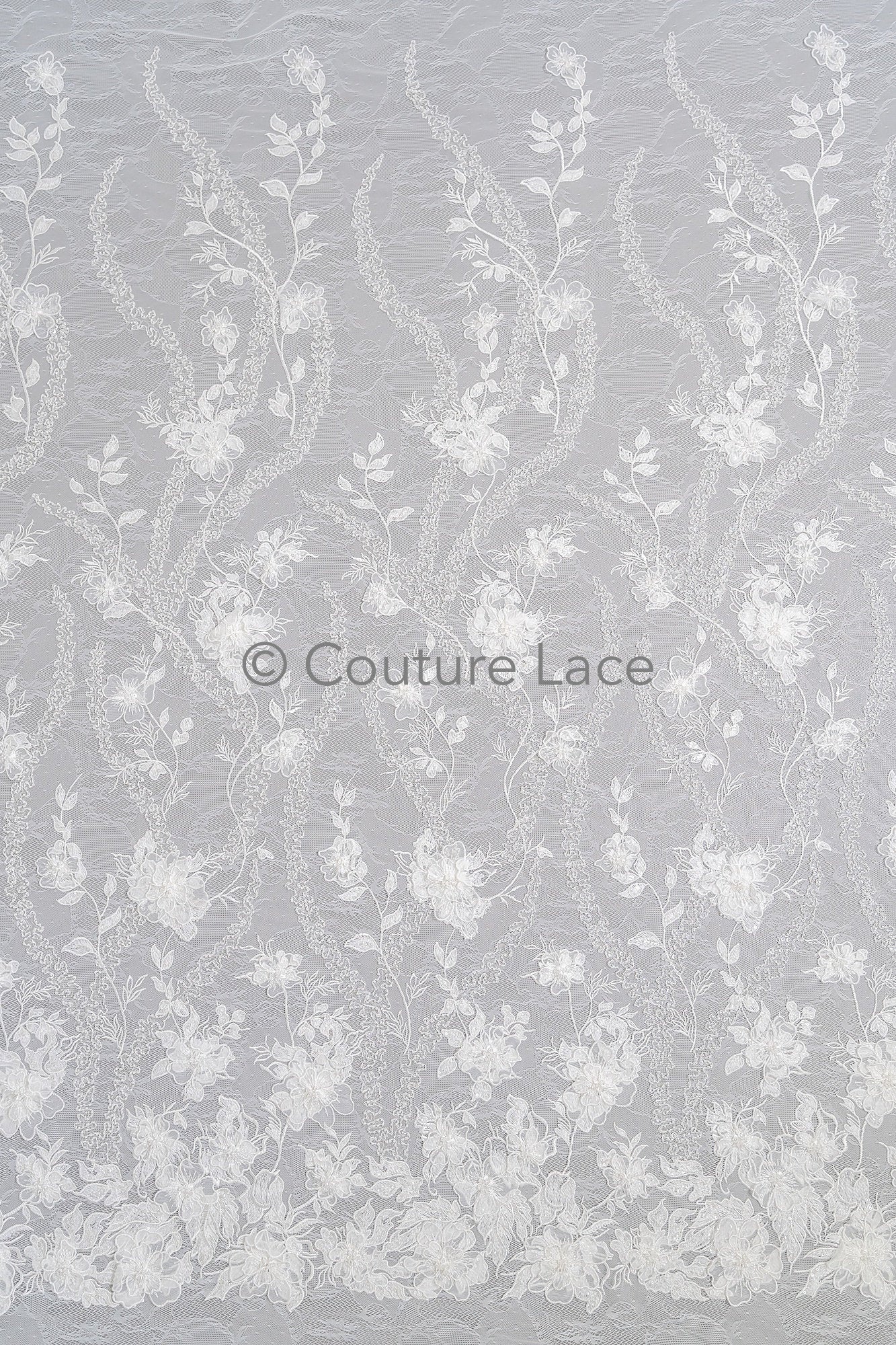 3D Blumen Spitzenstoff/ Braut Spitze Off-White/ romantischer Blumen Spitzenstoff/ Hochzeit Spitzenstoff// L23-608