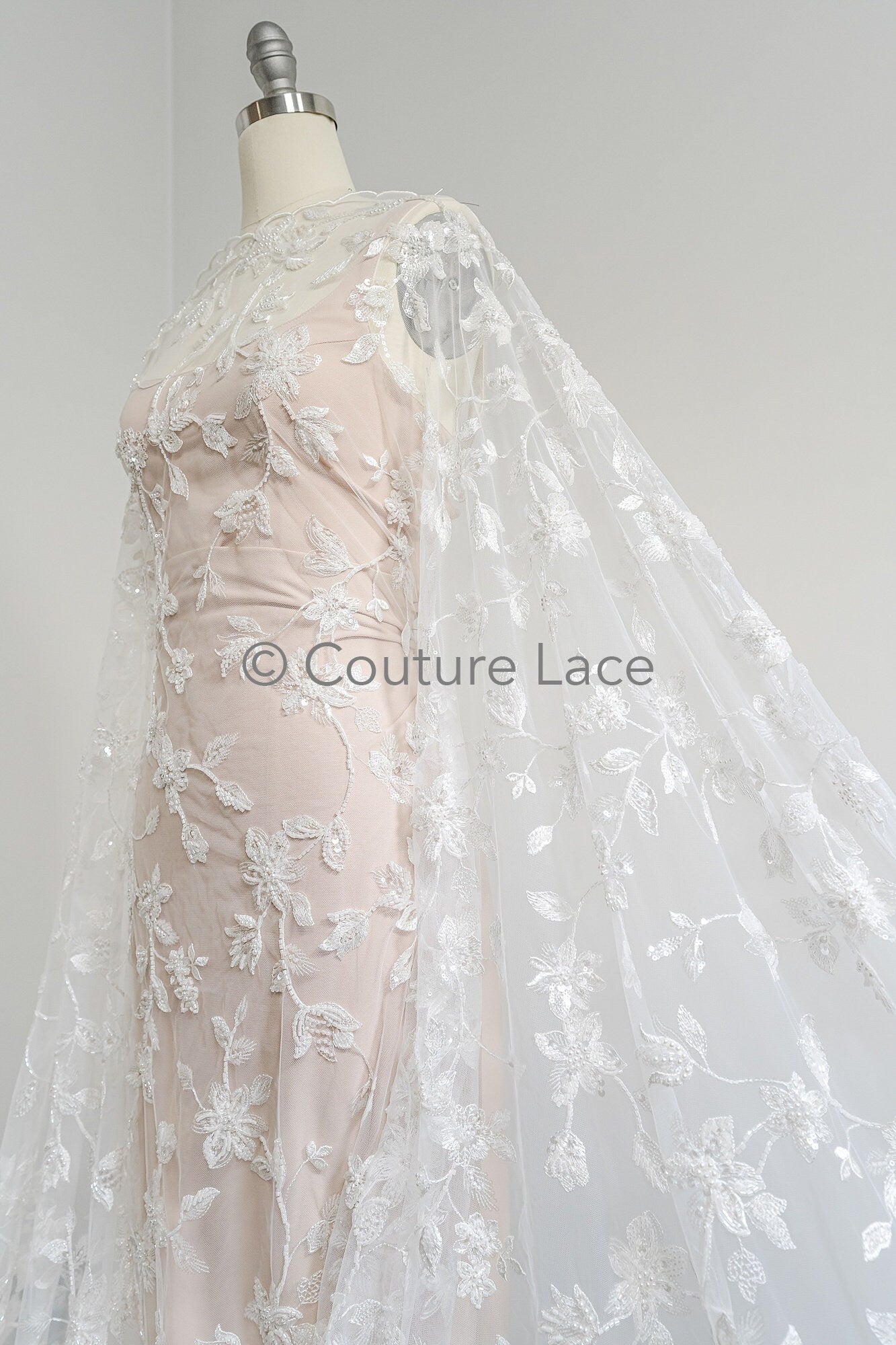 Perlen Spitzenstoff Off-White/ Couture Spitze Stoff/ Braut Spitzenstoff/ Perlen Spitze// L23-610