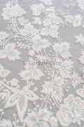 Florale Braut Spitze Off-White/ Brautspitze mit Perlen/ florale Hochzeit Spitze/ Couture Spitze// L23-611