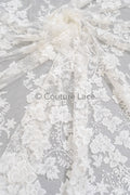 Florale Braut Spitze Off-White/ Brautspitze mit Perlen/ florale Hochzeit Spitze/ Couture Spitze// L23-611