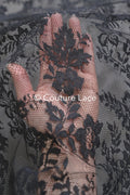 3 yds Braut französische Spitze/ florale Spitze/ schwarze Brautspitze/ florale Hochzeit Spitze/ Chantilly Spitze// L23-614