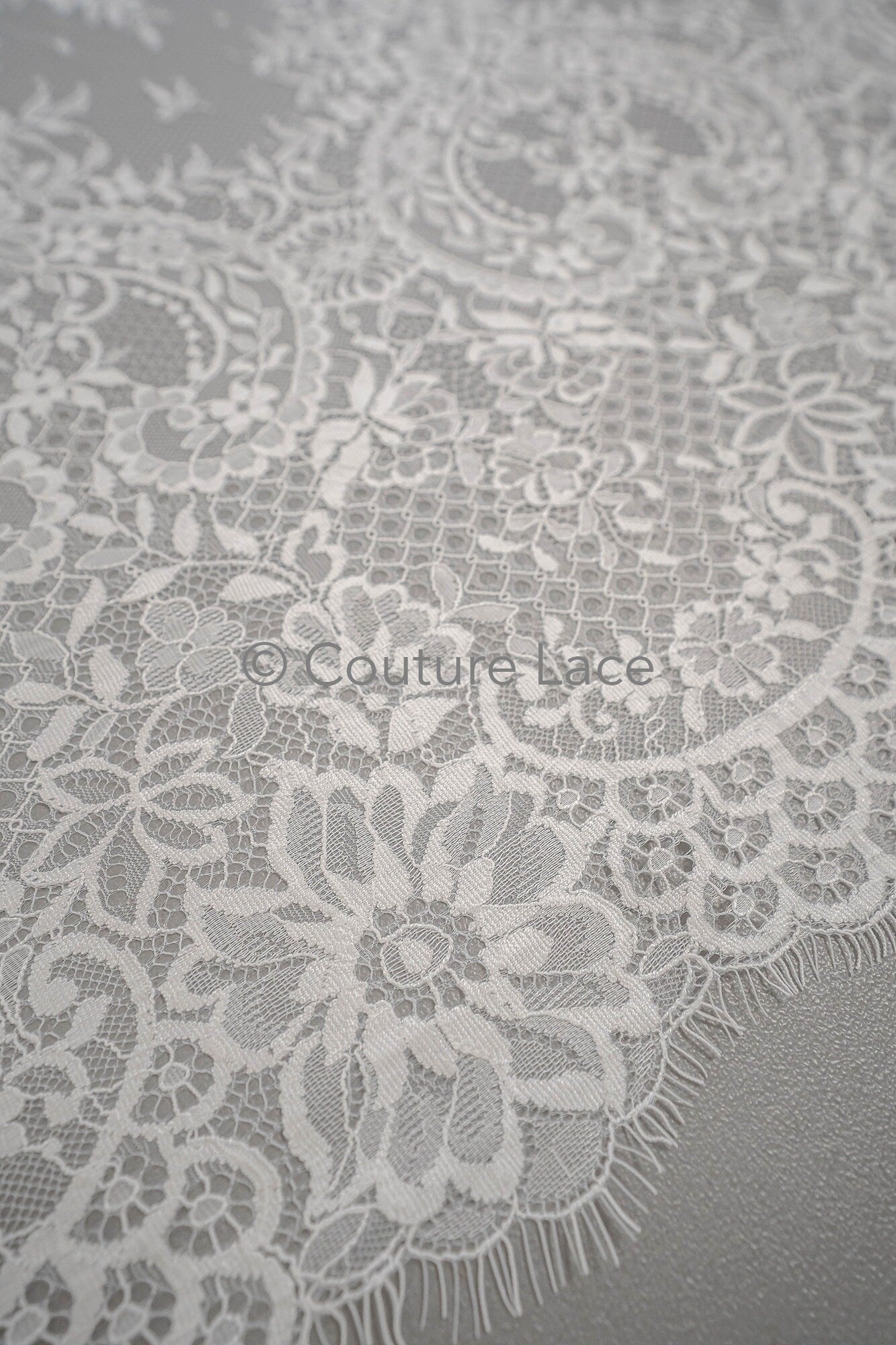 3.3yds French lace/ bridal floral lace material/ off-white bridal lace/ floral wedding lace/ Chantilly lace// L23-615