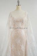 3.3yds French lace/ bridal floral lace material/ off-white bridal lace/ floral wedding lace/ Chantilly lace// L23-615