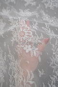 3.3yds French lace/ bridal floral lace material/ off-white bridal lace/ floral wedding lace/ Chantilly lace// L23-615