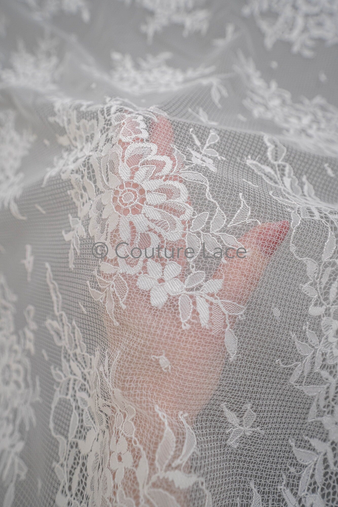 3.3yds French lace/ bridal floral lace material/ off-white bridal lace/ floral wedding lace/ Chantilly lace// L23-615
