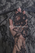 3 yds französische Spitze/ Braut florale Spitze/ schwarze Brautspitze/ florale Hochzeit Spitze/ Chantilly Spitze// L23-618