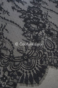 3 yds französische Spitze/ Braut florale Spitze/ schwarze Brautspitze/ florale Hochzeit Spitze/ Chantilly Spitze// L23-618