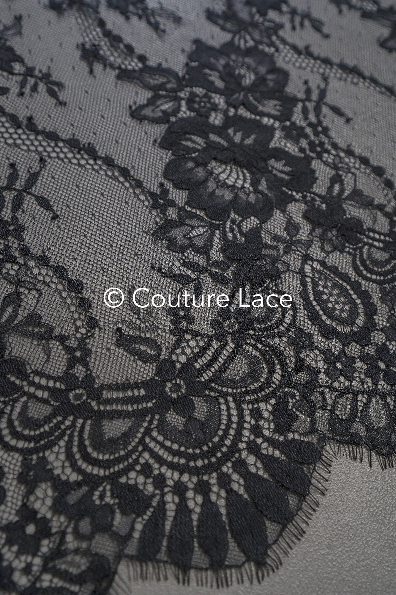 3 yds französische Spitze/ Braut florale Spitze/ schwarze Brautspitze/ florale Hochzeit Spitze/ Chantilly Spitze// L23-618