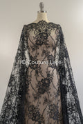 3 yds französische Spitze/ Braut florale Spitze/ schwarze Brautspitze/ florale Hochzeit Spitze/ Chantilly Spitze// L23-618