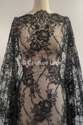 3 yds französische Spitze/ Braut florale Spitze/ schwarze Brautspitze/ florale Hochzeit Spitze/ Chantilly Spitze// L23-618