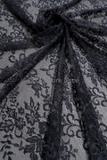 3yds französische Spitze/ Braut florale Spitze Material/ schwarze Braut Spitze/ florale Hochzeit Spitze/ Chantilly Spitze// L23-619