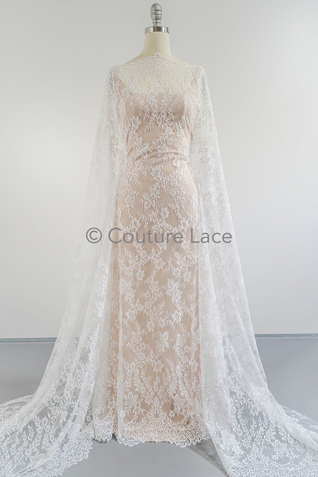3yds French lace/ bridal floral lace/ off-white bridal lace/ floral wedding lace/ Chantilly lace// L23-621