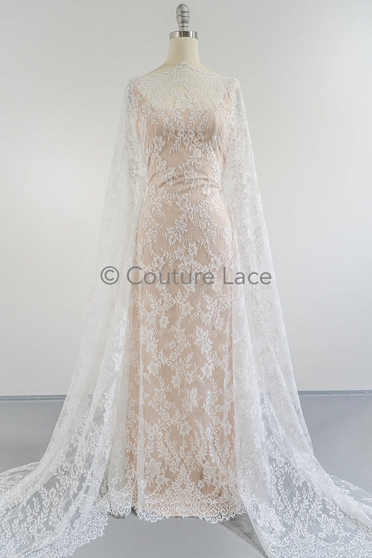 3yds French lace/ bridal floral lace/ off-white bridal lace/ floral wedding lace/ Chantilly lace// L23-621