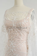 Perlen Spitzenstoff Off-White/ Perlen Brautkleid Spitze/ Couture Spitze Stoff/ Perlen Spitze// L23-622