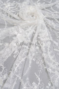 Perlen Spitzenstoff Off-White/ Perlen Brautkleid Spitze/ Couture Spitze Stoff/ Perlen Spitze// L23-622
