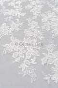 Blumen Braut Spitze Off-White/ Brautspitze mit Blumen/ Hochzeit Spitze/ Couture Spitze// L23-624