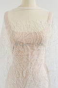 Perlen Spitzenstoff Off-White/ Couture Spitze Stoff / Brautspitze Stoff/ Perlen Spitze// L23-626