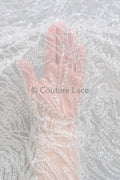 Perlen Spitzenstoff Off-White/ Couture Spitze Stoff / Brautspitze Stoff/ Perlen Spitze// L23-626