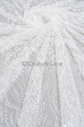 Perlen Spitzenstoff Off-White/ Couture Spitze Stoff / Brautspitze Stoff/ Perlen Spitze// L23-626