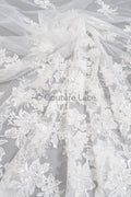 Perlen Spitzenstoff Off-White/ Couture Spitzenstoff/ Braut Spitzenstoff/ Perlen Spitze// L23-627