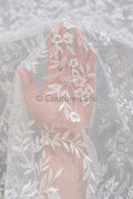 Blumen Braut Spitze Off-White/ Brautspitze mit Blumen/ Hochzeit Spitze/ Couture Spitze// L23-628