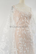 Blumen Braut Spitze Off-White/ Brautspitze mit Blumen/ Hochzeit Spitze/ Couture Spitze// L23-629