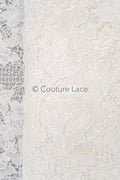 Floral Nottingham Lace Off-White/ foamy guipure lace/ boho lace/ bridal lace/ couture lace// L23-630