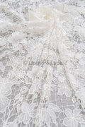 Floral Nottingham Lace Off-White/ foamy guipure lace/ boho lace/ bridal lace/ couture lace// L23-630