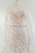Floral Nottingham Lace Off-White/ foamy guipure lace/ boho lace/ bridal lace/ couture lace// L23-630