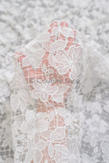 Floral Nottingham Lace Off-White/ foamy guipure lace/ boho lace/ bridal lace/ couture lace// L23-630