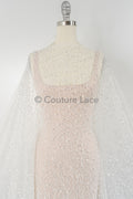 Perlen Brautspitze Stoff Off-White/ Braut Stoff mit Perlen/ Luxus Brautspitze// L23-528