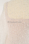 Perlen Brautspitze Stoff Off-White/ Braut Stoff mit Perlen/ Luxus Brautspitze// L23-528