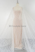 Zarte florale Spitze Off-White/ Braut Spitzenstoff/ Spitzenstoff mit Perlen & Pailletten/ Spitzenmuster// L23-560