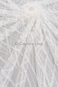 Zarte florale Spitze Off-White/ Braut Spitzenstoff/ Spitzenstoff mit Perlen & Pailletten/ Spitzenmuster// L23-560