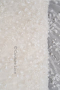 Perlen Brautspitze Stoff Off-White/ Brautspitzenstoff mit Perlen/ Luxus Braut Spitze// L23-566