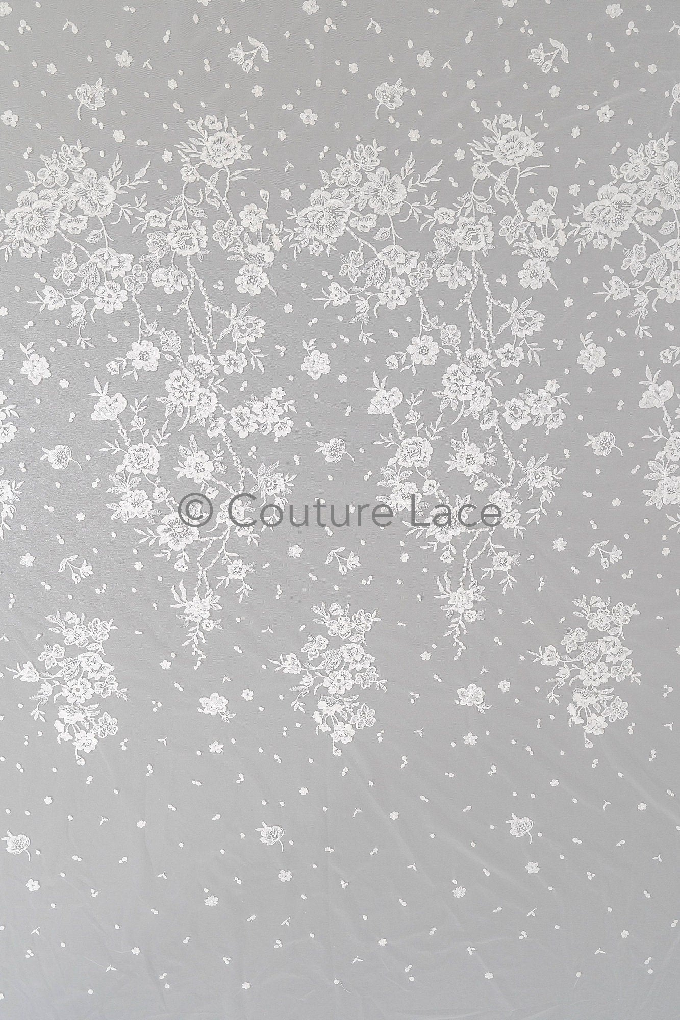 Floral Bridal Lace Off-White/ Bridal Lace with Flowers/ Floral Wedding Lace/ Couture Lace// L23-594