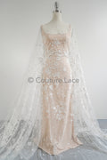 Floral Bridal Lace Off-White/ Bridal Lace with Flowers/ Floral Wedding Lace/ Couture Lace// L23-594