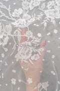 Floral Bridal Lace Off-White/ Bridal Lace with Flowers/ Floral Wedding Lace/ Couture Lace// L23-594
