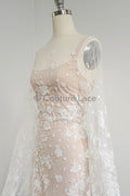 Floral Bridal Lace Off-White/ Bridal Lace with Flowers/ Floral Wedding Lace/ Couture Lace// L23-594