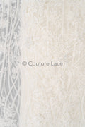 3D Blumen Spitzenstoff Off-White/ Braut Spitzenstoff mit Perlen/ romantischer Spitzenstoff mit 3D Blumen/ Hochzeit Spitzenstoff// L23-595